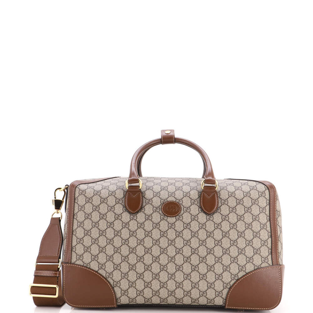 Gucci Medium Interlocking G Patch Duffle Bag GG Coated Canvas